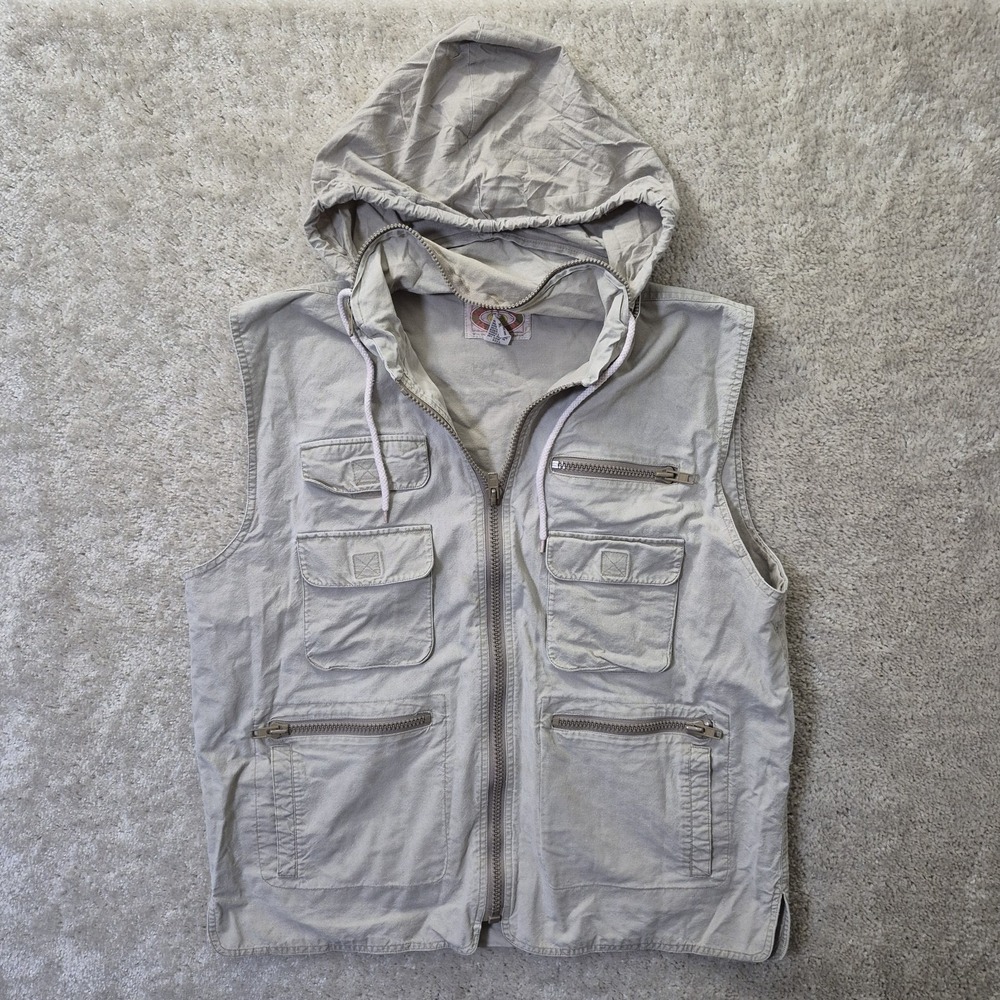 Vintage Banana Republic Safari Vest Mens XL Fishing Cargo Outdoor Zip Pocket
